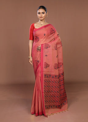 Maroon Cotton Saree With Blouse Piece