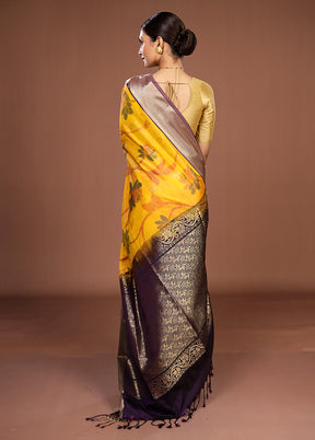 Yellow Kanjivaram Silk Saree With Blouse Piece