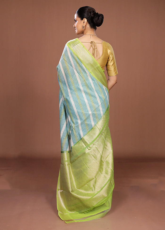 Blue Pure Cotton Saree With Blouse Piece