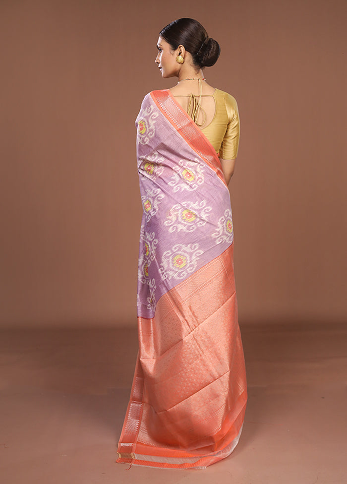 Purple Pure Cotton Saree With Blouse Piece