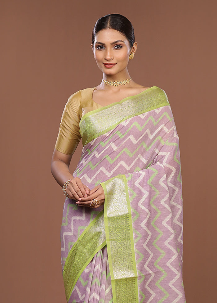 Purple Pure Cotton Saree With Blouse Piece