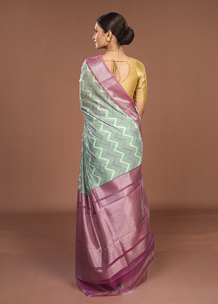 Green Pure Cotton Saree With Blouse Piece