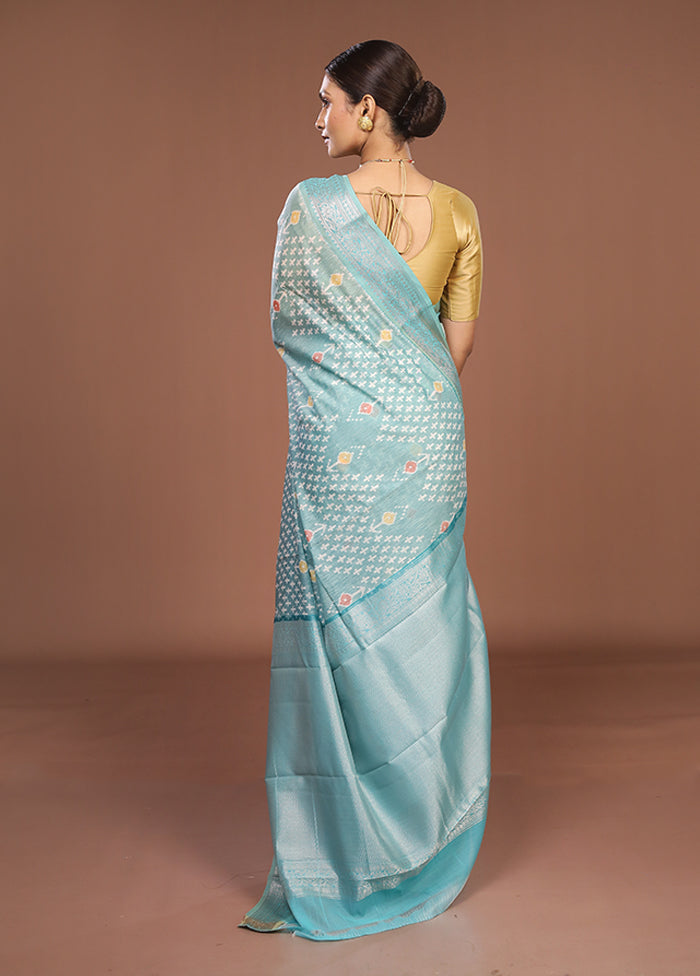 Blue Pure Cotton Saree With Blouse Piece