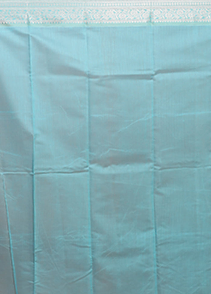 Blue Pure Cotton Saree With Blouse Piece