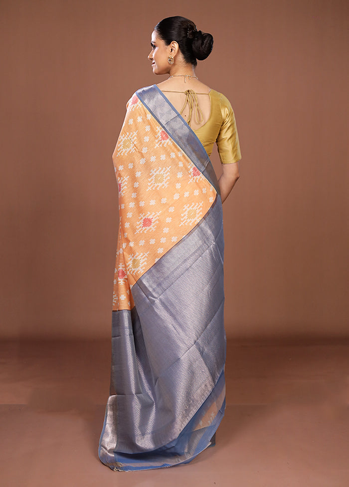 Orange Pure Cotton Saree With Blouse Piece