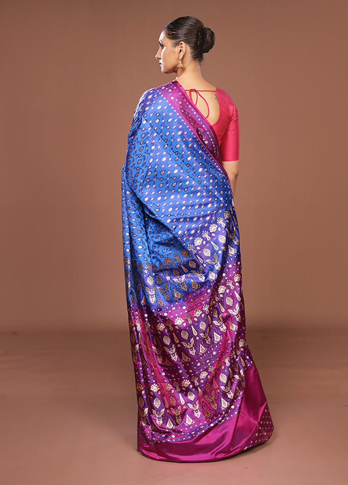 Blue Tanchoi Silk Saree With Blouse Piece