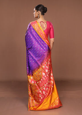 Purple Tanchoi Silk Saree With Blouse Piece