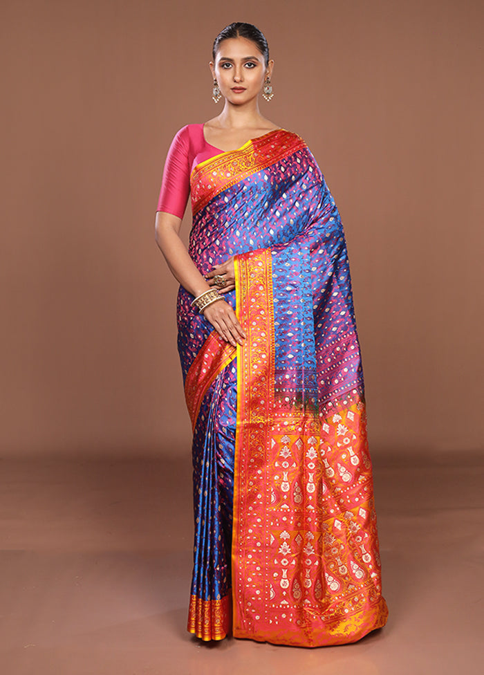 Blue Tanchoi Silk Saree With Blouse Piece