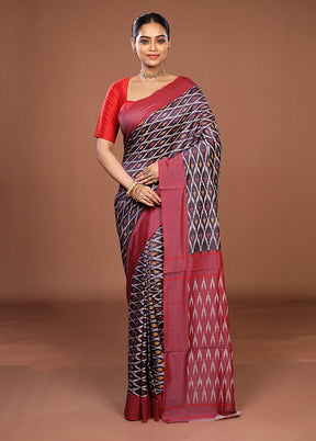 Blue Ikkat Silk Saree With Blouse Piece