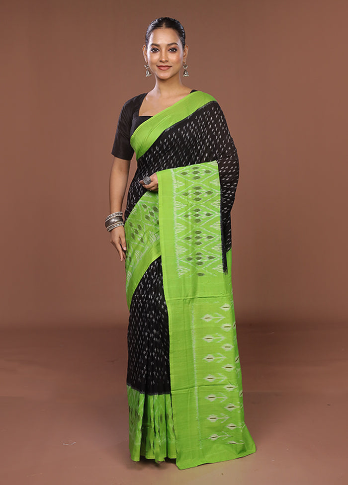 Black Ikkat Silk Saree With Blouse Piece