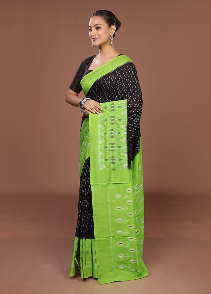 Black Ikkat Silk Saree With Blouse Piece