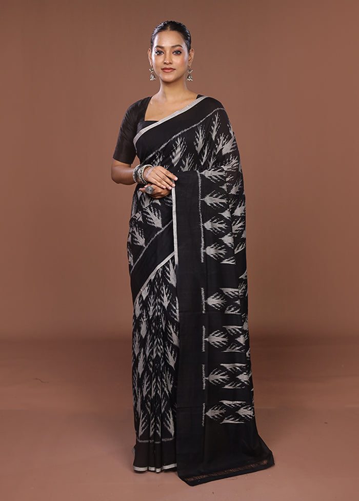 Black Ikkat Silk Saree With Blouse Piece