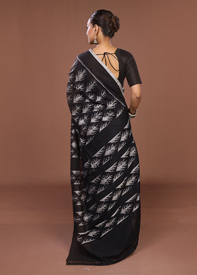Black Ikkat Silk Saree With Blouse Piece