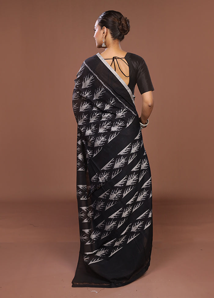 Black Ikkat Silk Saree With Blouse Piece