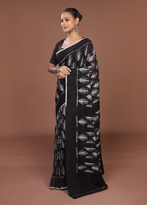 Black Ikkat Silk Saree With Blouse Piece