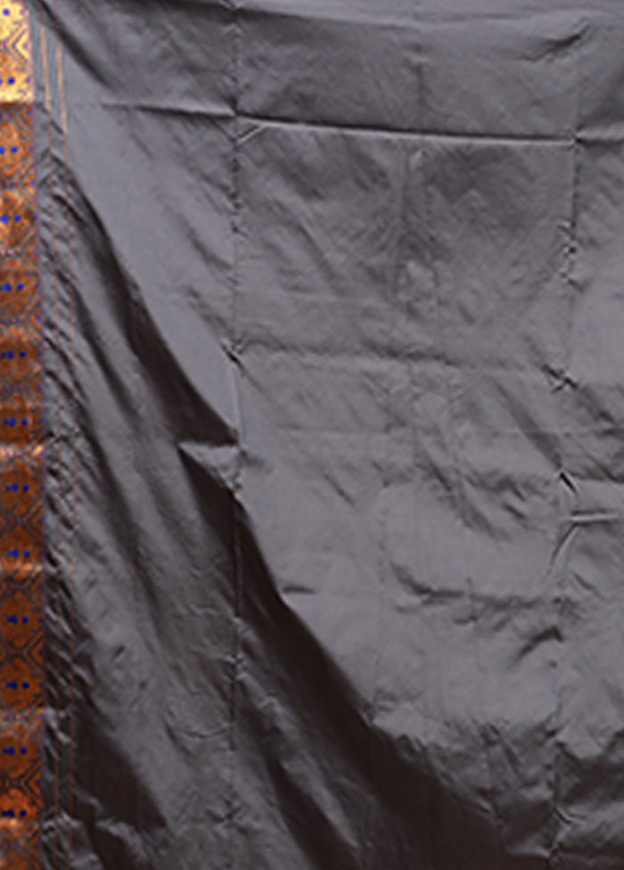 Grey Assam Silk Saree With Blouse Piece