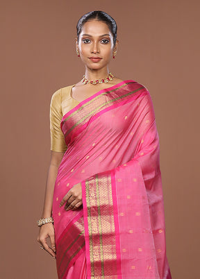 Pink Gadwal Pure Silk Saree Without Blouse Piece
