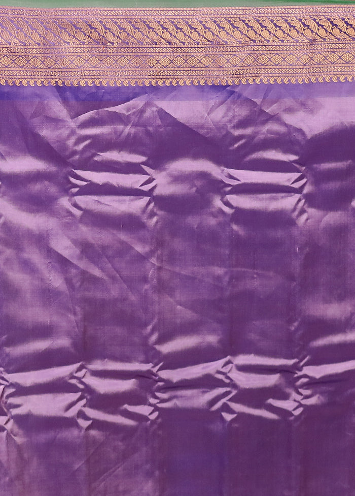 Purple Gadwal Pure Silk Saree Without Blouse Piece
