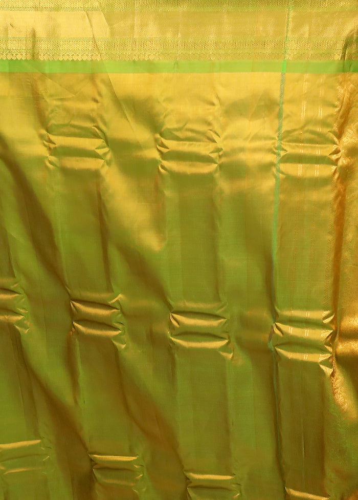 Orange Gadwal Pure Silk Saree Without Blouse Piece