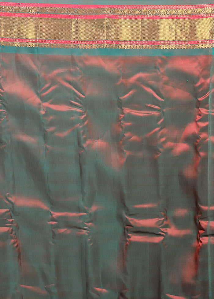 Green Gadwal Pure Silk Saree Without Blouse Piece