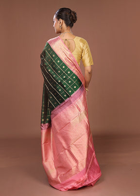 Green Handloom Kanchipuram Pure Silk Saree With Blouse Piece