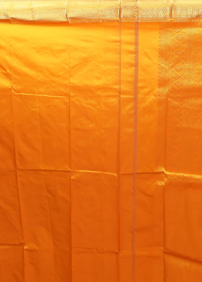 Yellow Kanjivaram Silk Saree With Blouse Piece