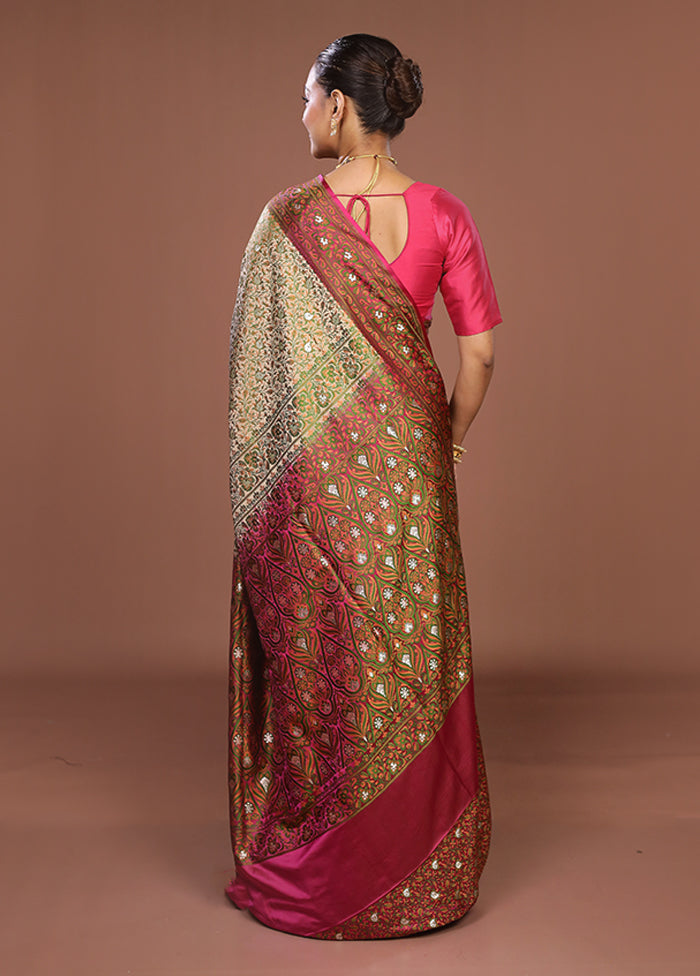 Cream Tanchoi Silk Saree With Blouse Piece