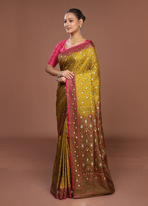 Yellow Tanchoi Silk Saree With Blouse Piece