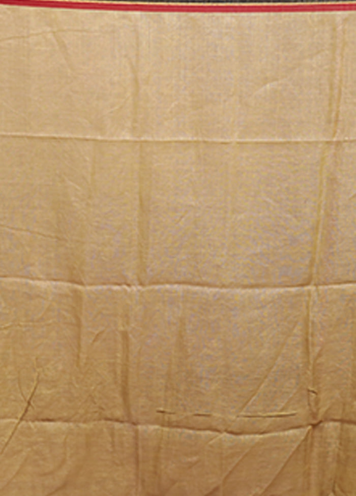 Cream Matka Silk Saree With Blouse Piece