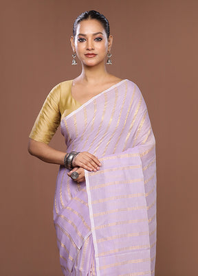 Purple Matka Silk Saree With Blouse Piece