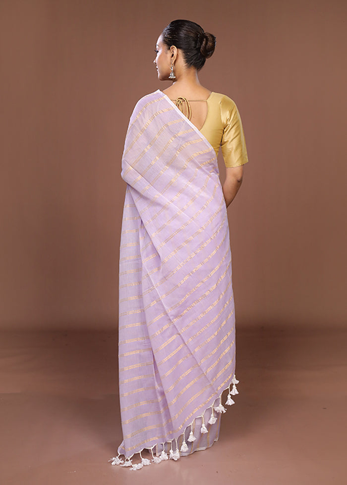 Purple Matka Silk Saree With Blouse Piece