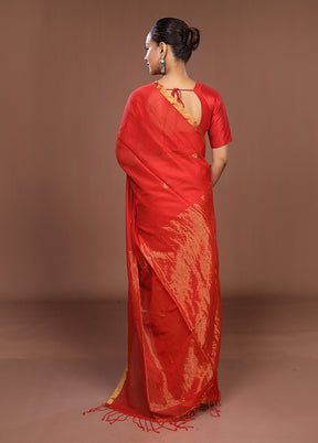 Red Matka Silk Saree With Blouse Piece