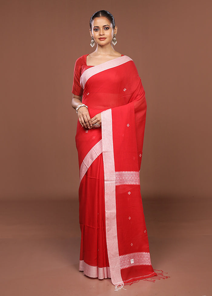 Red Matka Silk Saree With Blouse Piece