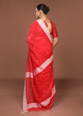 Red Matka Silk Saree With Blouse Piece