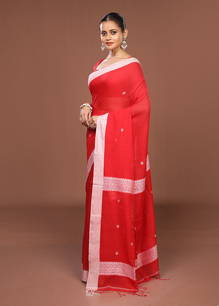 Red Matka Silk Saree With Blouse Piece