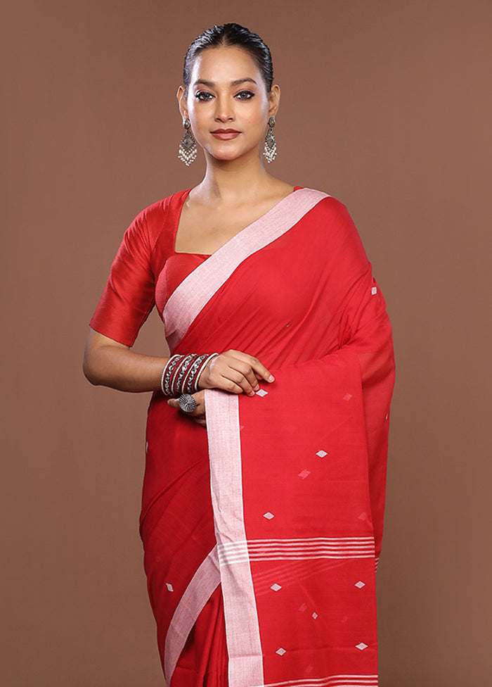 Red Matka Silk Saree With Blouse Piece