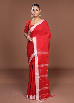 Red Matka Silk Saree With Blouse Piece