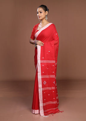 Red Matka Silk Saree With Blouse Piece