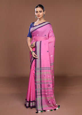 Pink Matka Silk Saree With Blouse Piece