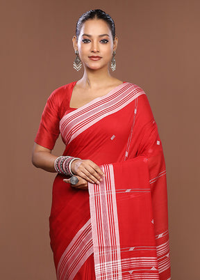Red Matka Silk Saree With Blouse Piece