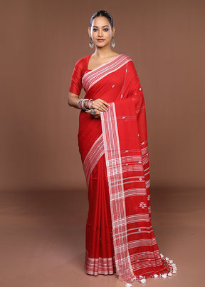 Red Matka Silk Saree With Blouse Piece