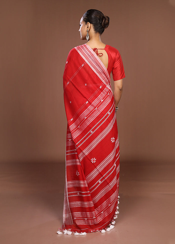 Red Matka Silk Saree With Blouse Piece