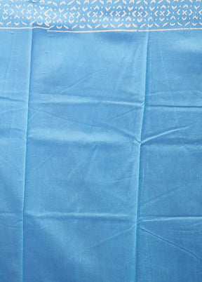 Blue Chanderi Silk Saree With Blouse Piece