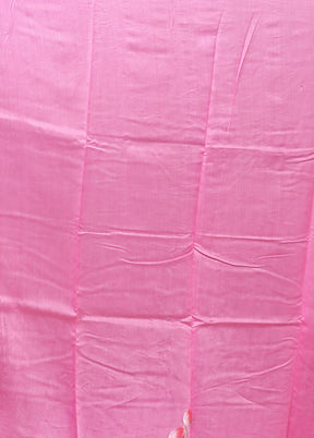 Pink Chanderi Silk Saree With Blouse Piece
