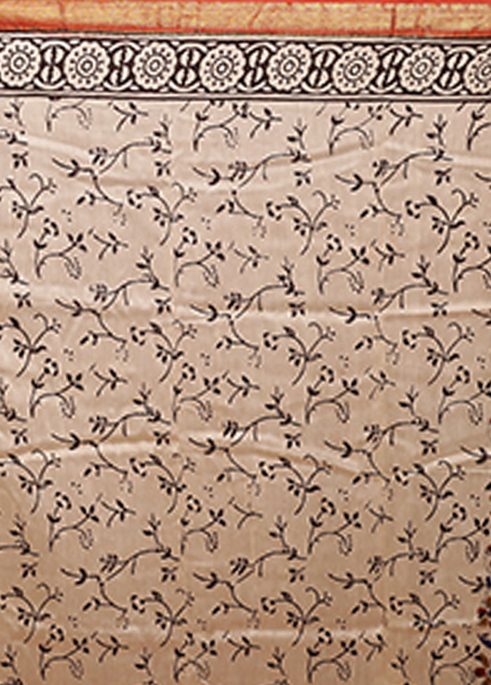 White Chanderi Silk Saree With Blouse Piece