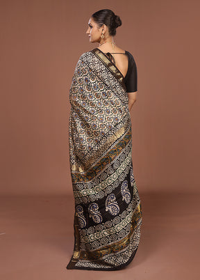 Cream Chanderi Silk Saree With Blouse Piece