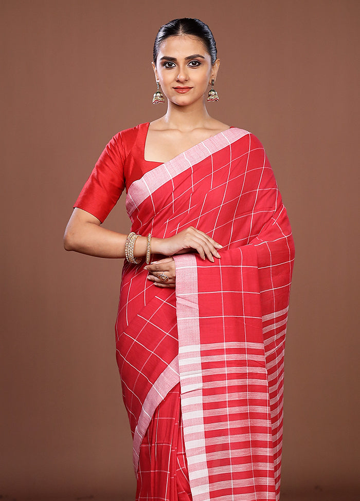 Red Matka Silk Saree With Blouse Piece