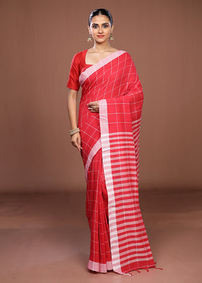 Red Matka Silk Saree With Blouse Piece