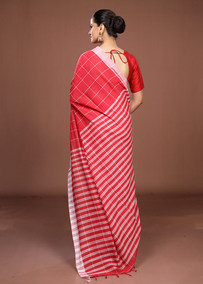 Red Matka Silk Saree With Blouse Piece