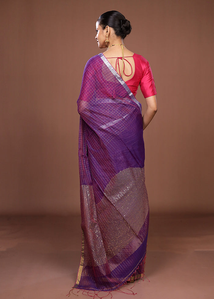 Purple Matka Silk Saree With Blouse Piece